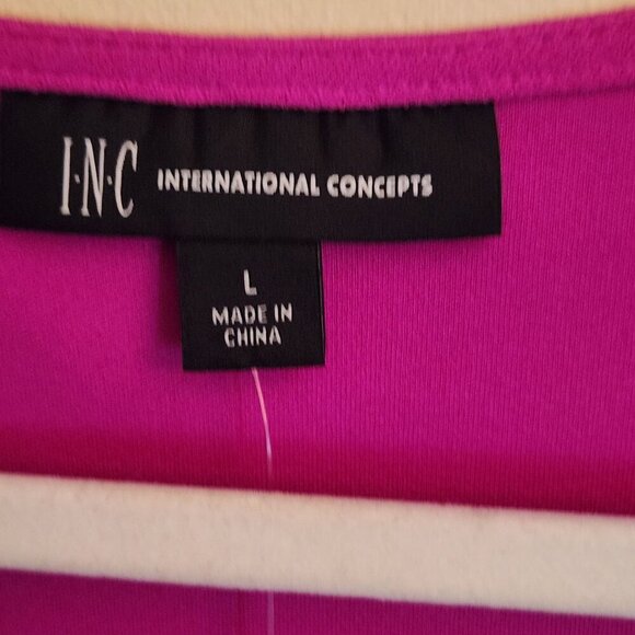 INC International NWT Glitz Faux Wrap Dress Magenta Flame BarbiecoreSize L - Picture 6 of 8